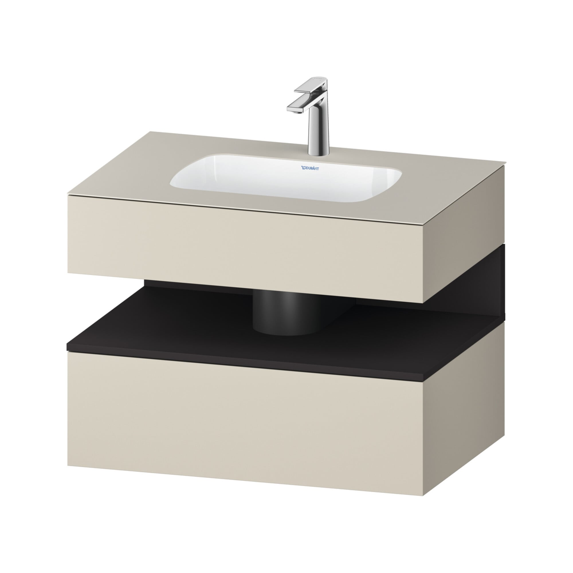 Duravit Einbauwaschtisch-Möbel-Set Qatego 80x55x60cm, gra m/ta matt, Konsolen-Waschtischunterbau