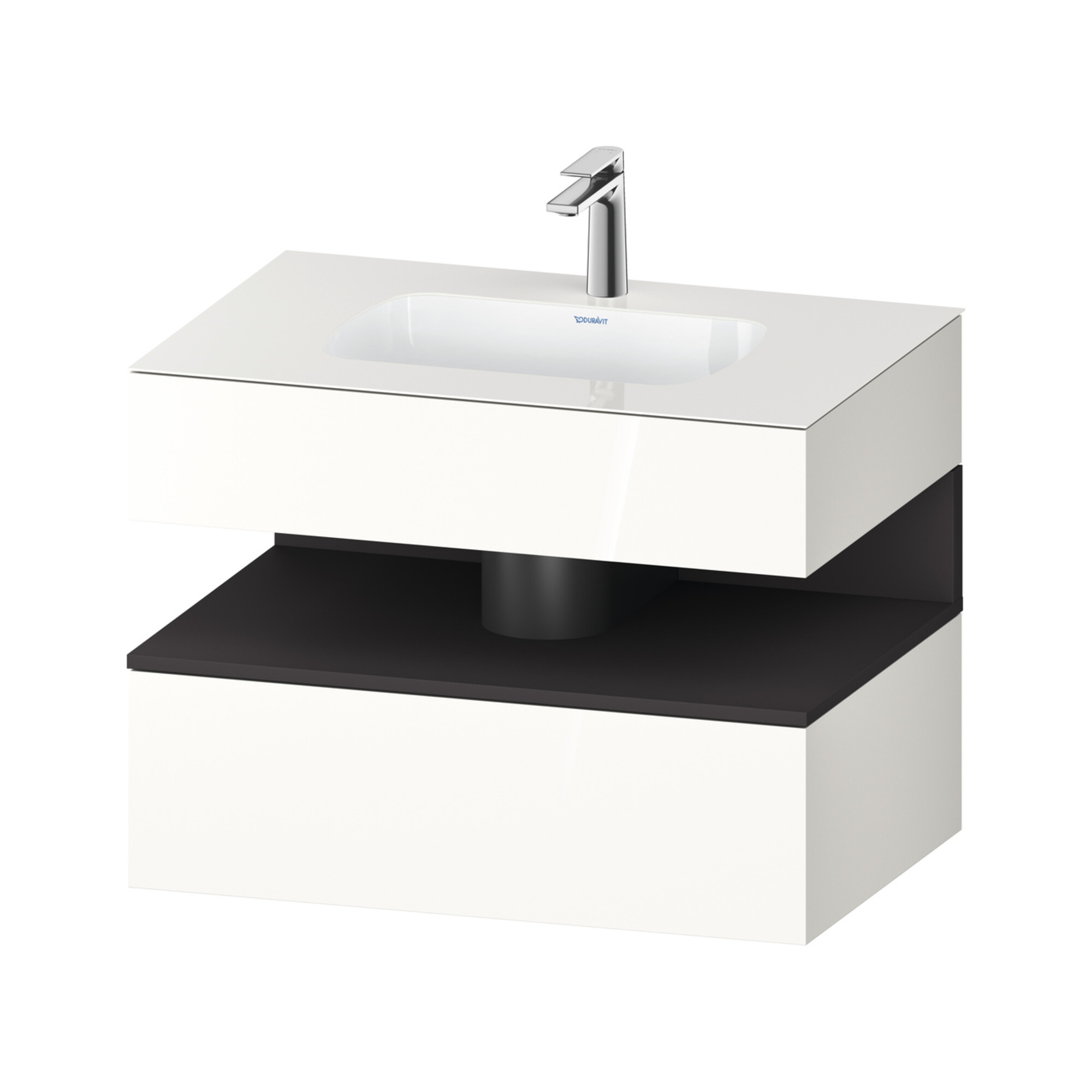 Duravit Einbauwaschtisch-Möbel-Set Qatego 80x55x60cm, gra m/we hgl, Konsolen-Waschtischunterbau
