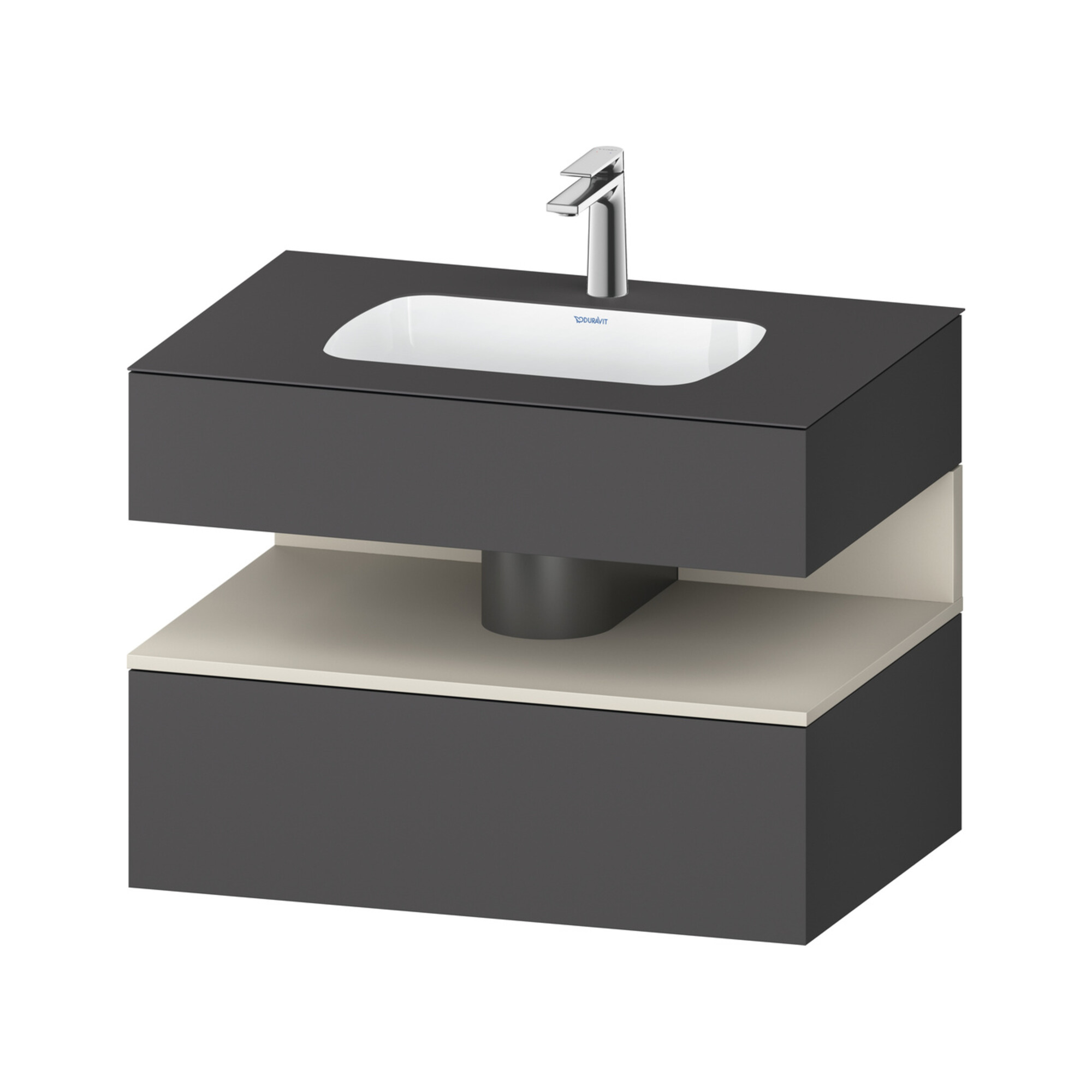 Duravit Einbauwaschtisch-Möbel-Set Qatego 80x55x60cm, T m/Gr ma, Konsolen-Waschtischunterbau