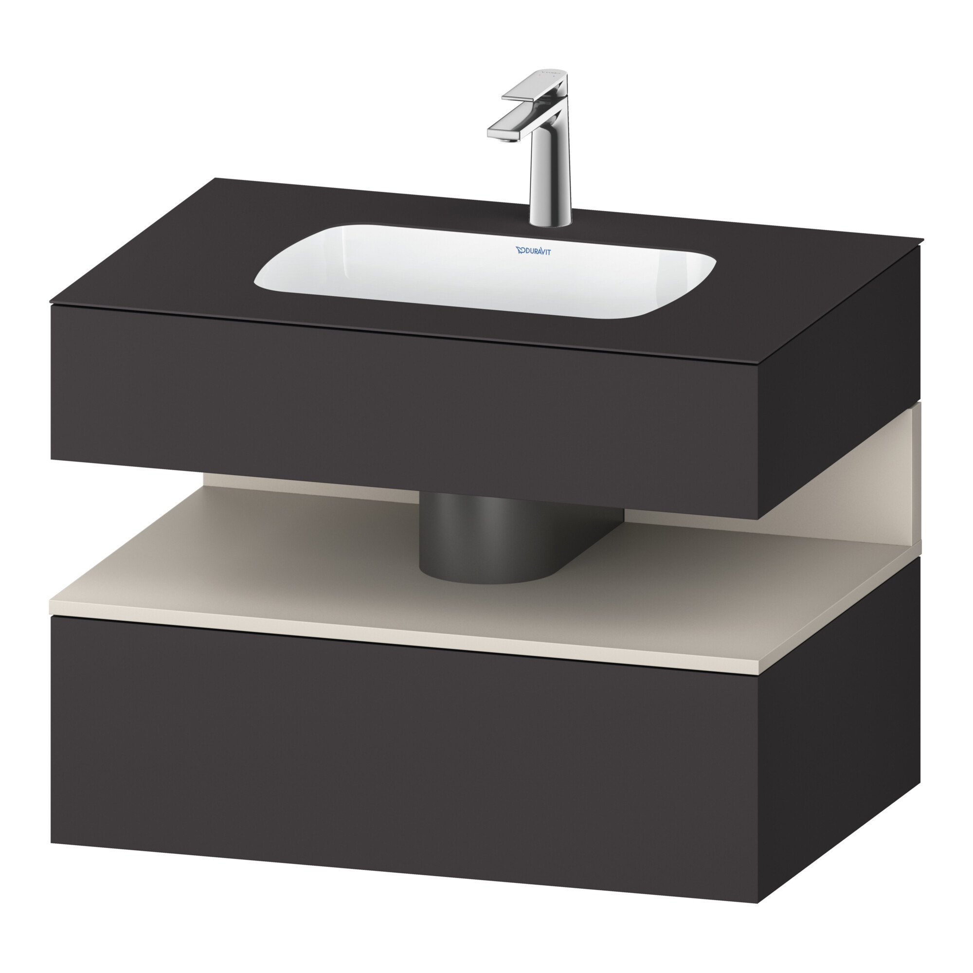 Duravit Einbauwaschtisch-Möbel-Set Qatego 80x55x60cm, T m/Grap matt, Konsolen-Waschtischunterbau