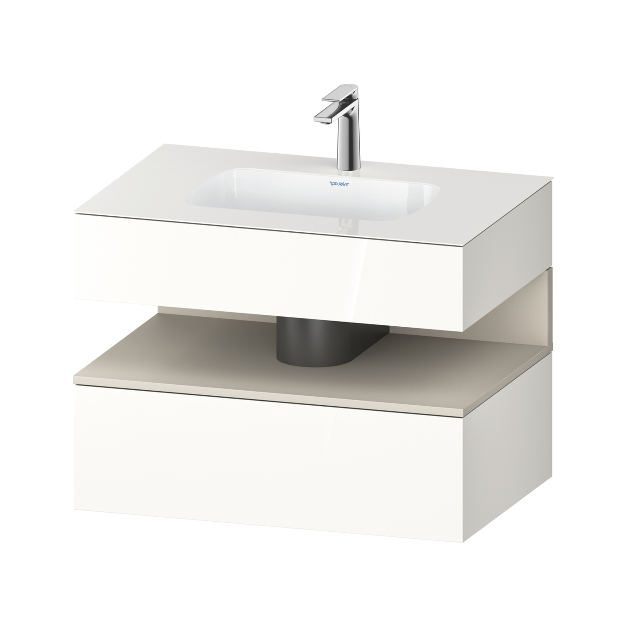 Duravit Einbauwaschtisch-Möbel-Set Qatego 80x55x60cm, T m/we hgl, Konsolen-Waschtischunterbau