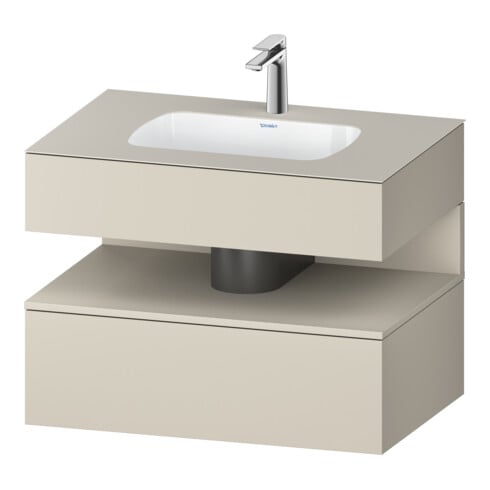 Duravit Einbauwaschtisch-Möbel-Set Qatego 80x55x60cm, Tau matt, Konsolen-Waschtischunterbau