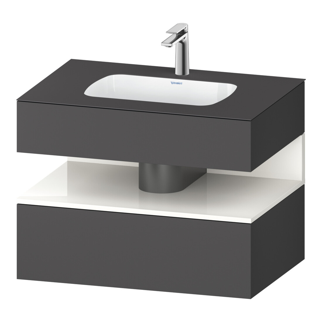 Duravit Einbauwaschtisch-Möbel-Set Qatego 80x55x60cm, w g/Gra m, Kon-WTU, Nischenb