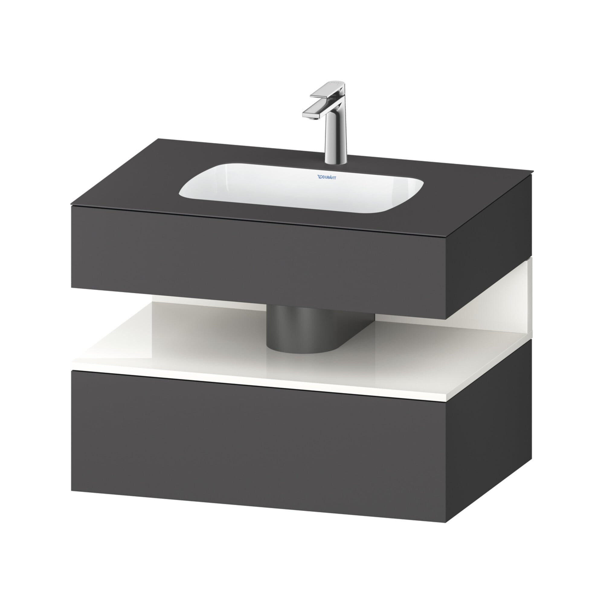 Duravit Einbauwaschtisch-Möbel-Set Qatego 80x55x60cm, w g/Gra ma, Konsolen-Waschtischunterbau