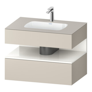 Duravit Einbauwaschtisch-Möbel-Set Qatego 80x55x60cm, w Hgl/taupe ma, Konsolen-Waschtischunterbau