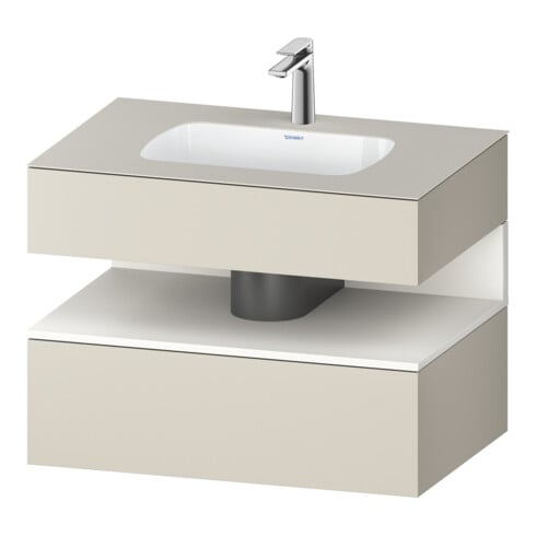 Duravit Einbauwaschtisch-Möbel-Set Qatego 80x55x60cm, w m/ta matt, Konsolen-Waschtischunterbau