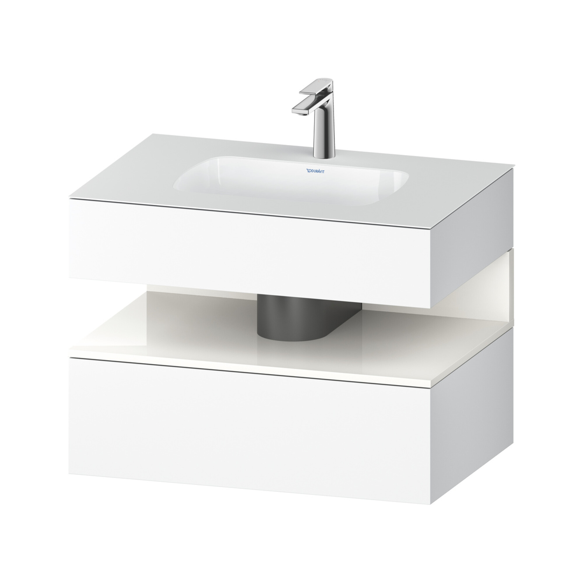 Duravit Einbauwaschtisch-Möbel-Set Qatego 80x55x60cm, we hgl/we ma, Konsolen-Waschtischunterbau