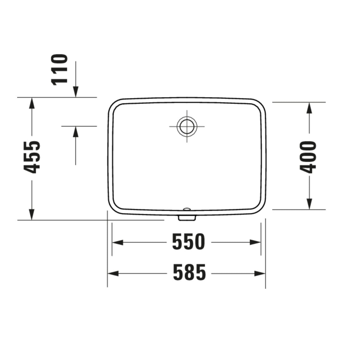 Duravit Einbauwaschtisch No. 1 55x40cm, EB v u, o. HL, m ÜL, o. HLB, we