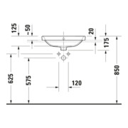 Duravit Einbauwaschtisch No. 1 55x43,5cm, EB v ob, m HL, ÜL, HLB, weiß-4