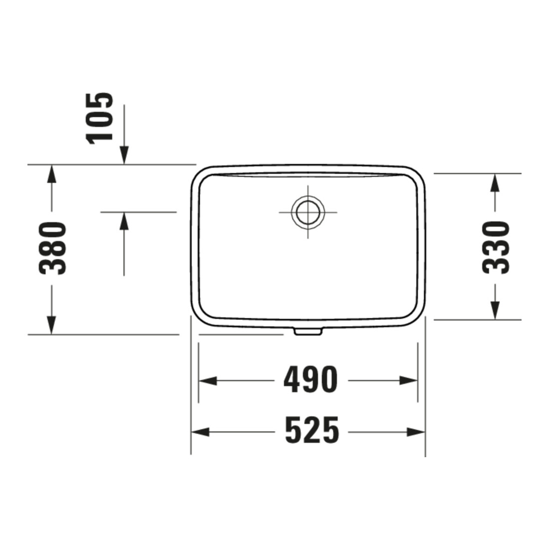 Duravit Einbauwaschtisch No. 1 EB v u, o HL, HL, m ÜL, geschli., we