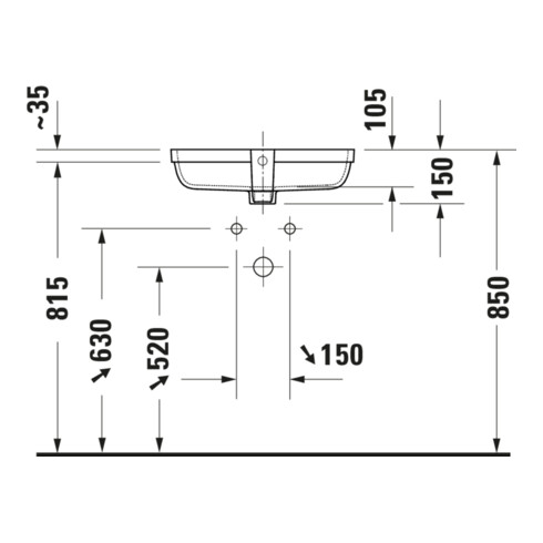 Duravit Einbauwaschtisch Qatego 48x32cm, EB v u, o HL, HL, m Ü, we hgl