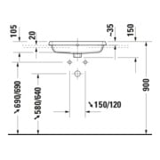 Duravit Einbauwaschtisch Qatego 55x45,5cm, EB v ob, m Hahnloch, we. hgl-2