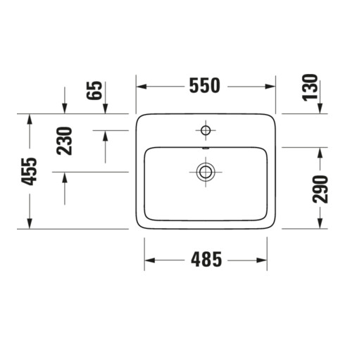 Duravit Einbauwaschtisch Qatego 55x45,5cm, EB v ob, m Hahnloch, we. hgl