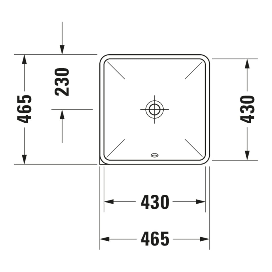 Duravit Einbauwaschtisch Starck 3 43x43cm, EB v unt, o. HL, HLB, m ÜL, we