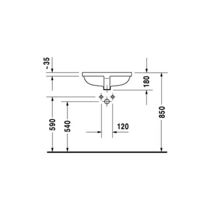 Duravit Einbauwaschtisch Starck 3 49x36,5cm, EB v u, o. HL, HLB, m ÜL, we