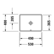 Duravit Einbauwaschtisch Starck 3 49x36,5cm, EB v u, o. HL, HLB, m ÜL, we-4