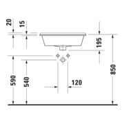 Duravit Einbauwaschtisch Starck 3 56x46,5cm, EB v ob, m HL, ÜL, HLB, weiß-3