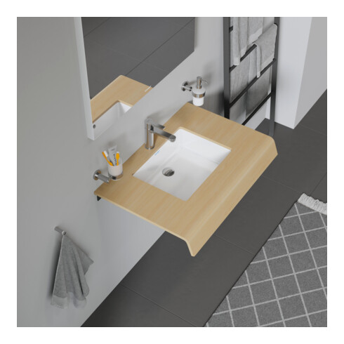 Duravit Einbauwaschtisch Vero 43x31,5cm, EB v unt, o. HL, m ÜL, weiß