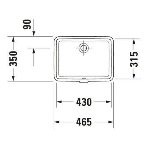 Duravit Einbauwaschtisch Vero 43x31,5cm, EB v unt, o. HL, m ÜL, weiß