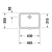 Duravit Einbauwaschtisch Vero 43x31,5cm, EB v unt, o. HL, m ÜL, weiß-5