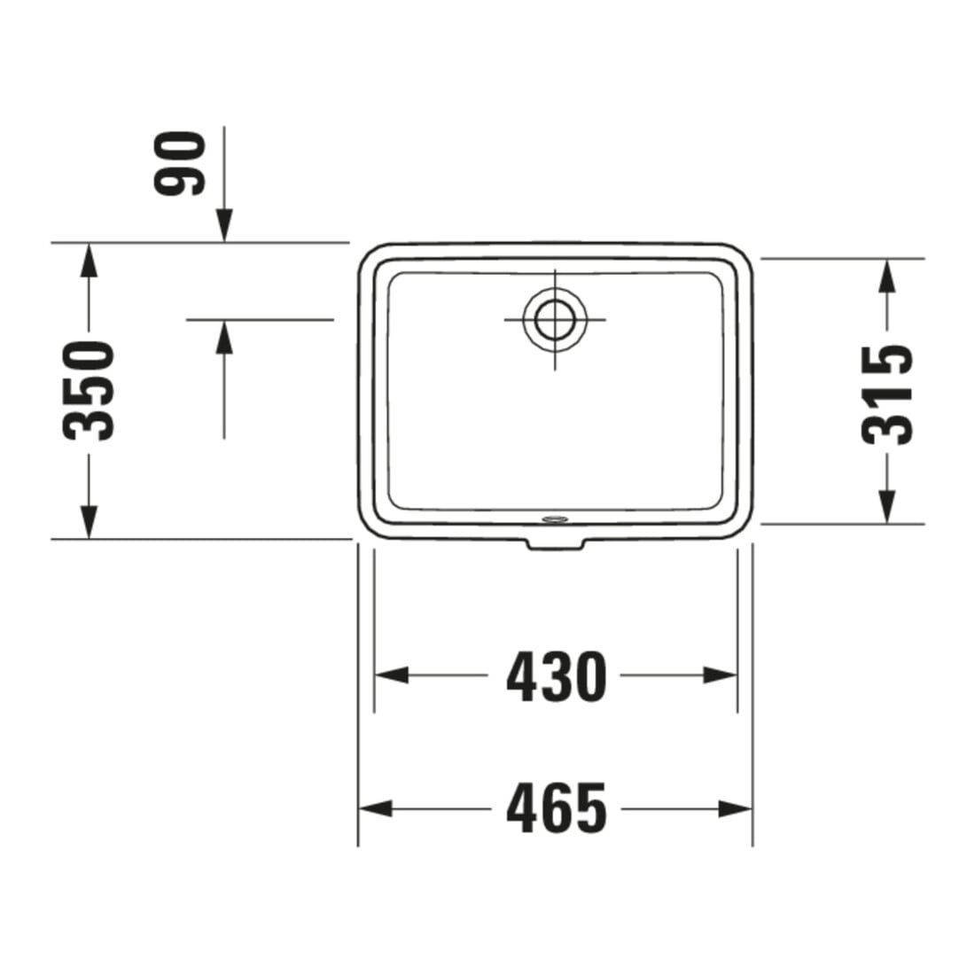 Duravit Einbauwaschtisch Vero 43x31,5cm, EB v unt, o. HL, m ÜL, weiß