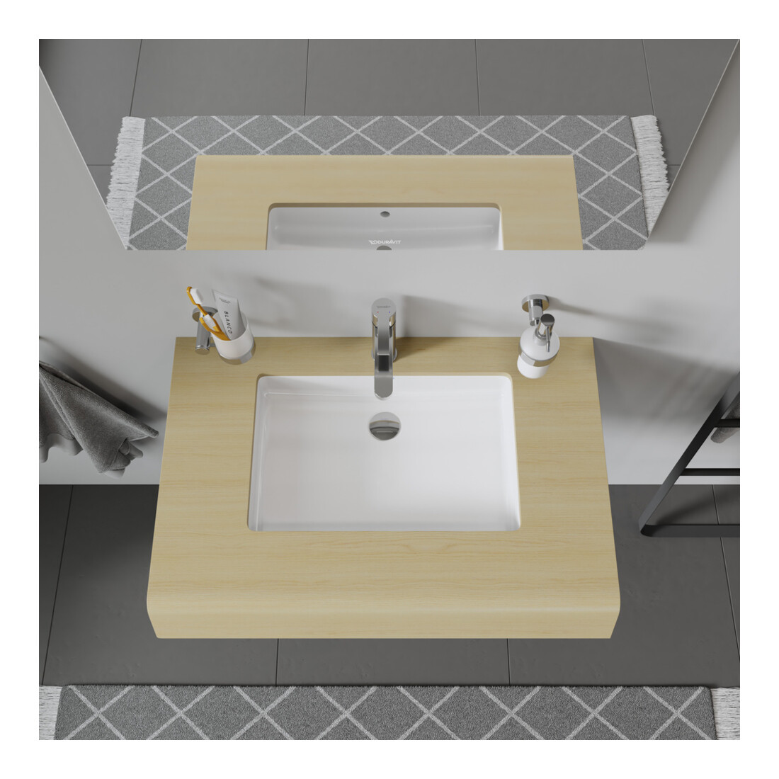 Duravit Einbauwaschtisch Vero 48,5x31,5cm, EB v unt, o. HL, m ÜL, weiß