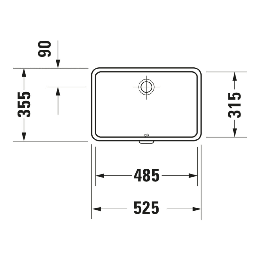 Duravit Einbauwaschtisch Vero 48,5x31,5cm, EB v unt, o. HL, m ÜL, weiß