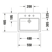 Duravit Einbauwaschtisch Vero 55x46,5cm, we, EB v ob, m HL, ÜL, HLB-2