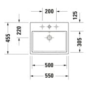 Duravit Einbauwaschtisch Vero Air 55x45,5cm EB v ob, m ÜL, HLB, 1 HL, weiß-2