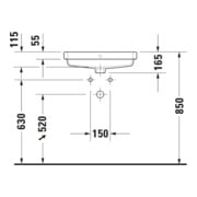 Duravit Einbauwaschtisch Vero Air 55x45,5cm EB v ob, m ÜL, HLB, o. HL, we-4