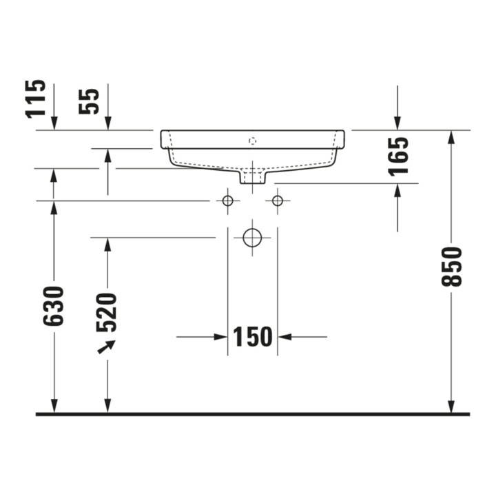 Duravit Einbauwaschtisch Vero Air 55x45,5cm EB v ob, m ÜL, HLB, o. HL, we