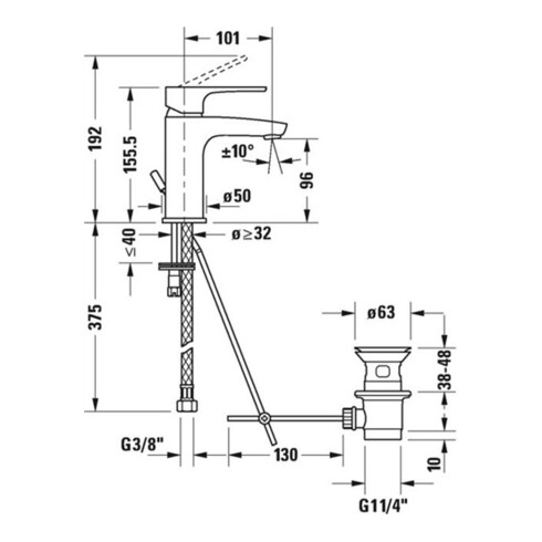 Duravit Einhebel-Waschtischmischer S B.1 mit Zugstangen-Ablaufgarnitur chrom