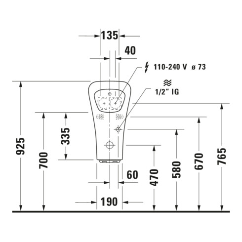 Duravit Elektronik-Absaug-Urinal DuraStyle 30x34cm, Netzanschl., riml., o. Fl, weiß