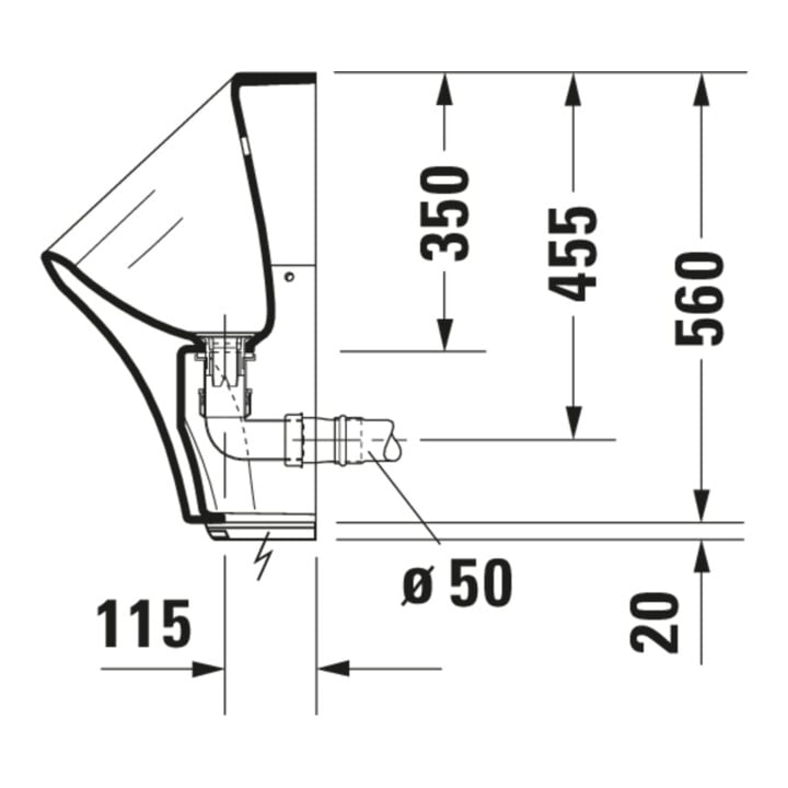Duravit Elektronik-Absaug-Urinal DuraStyle 30x34cm, Netzanschl., riml., o. Fl, weiß