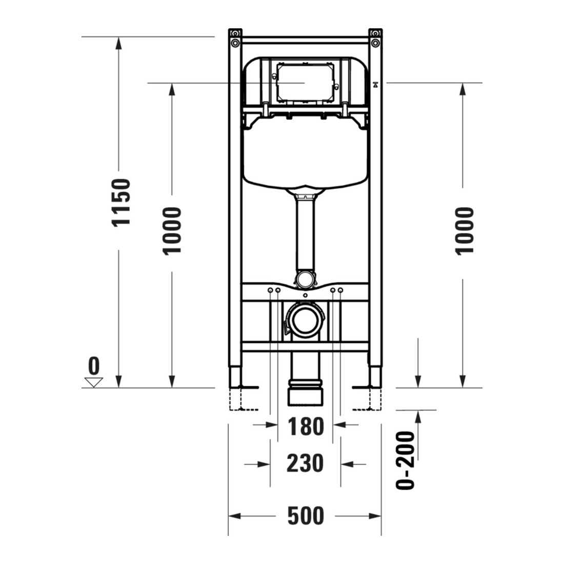 Duravit Élément WC Basic DuraSystem 115 cm, cloison sèche, mécanique, avant