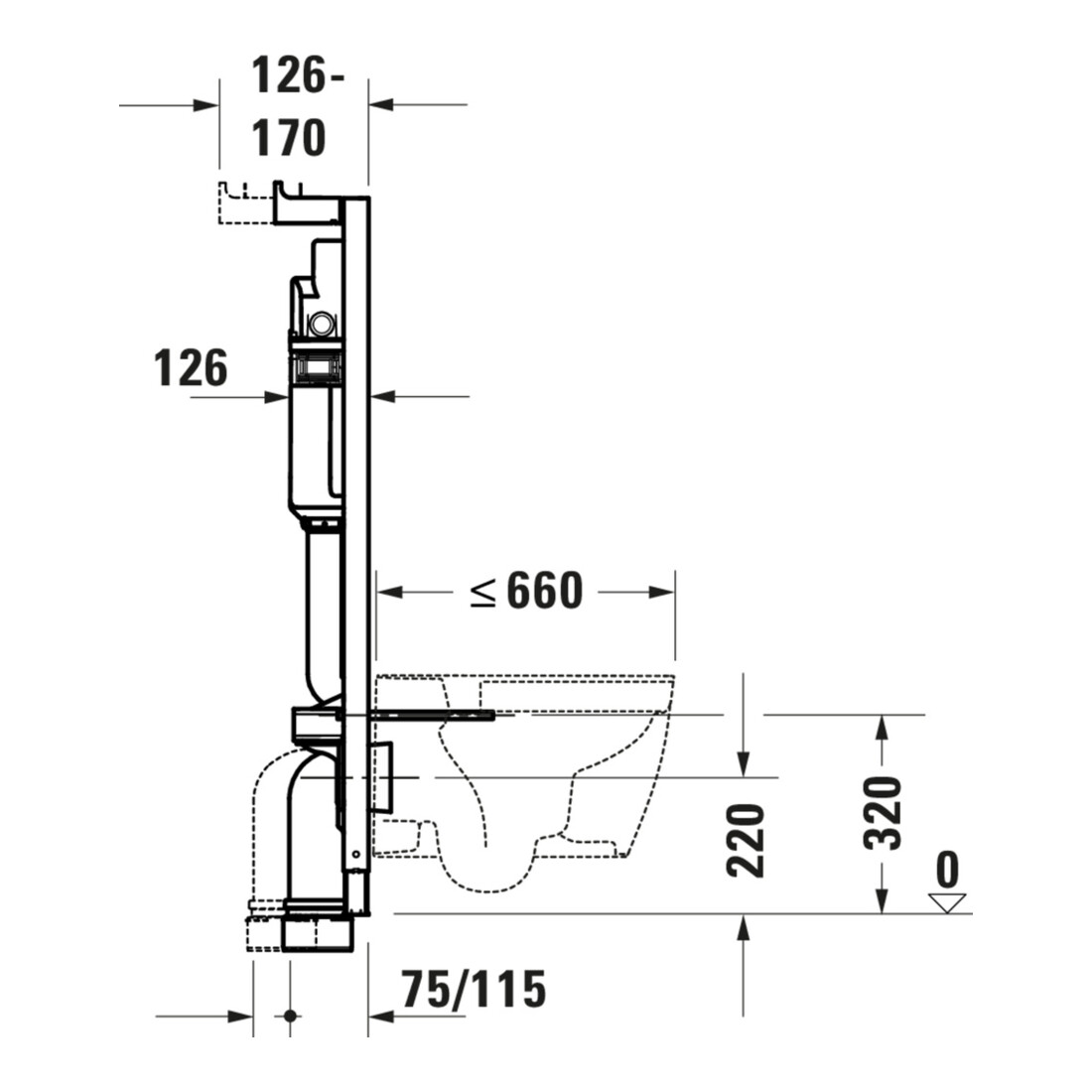 Duravit Élément WC Basic DuraSystem 115 cm, cloison sèche, mécanique, avant