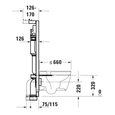 Duravit Élément WC Basic DuraSystem 115 cm, cloison sèche, mécanique, avant