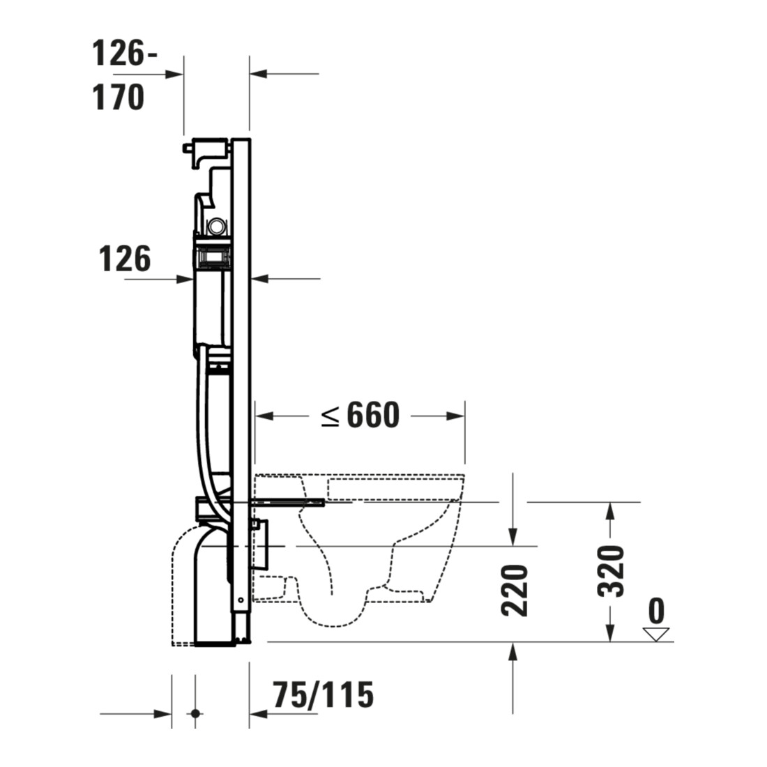 Duravit Élément WC DuraSystem 115x12,6 cm, pour cloison sèche