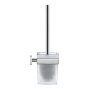 Duravit Ensemble brosse WC Karree 9,6x12,6 cm, montage mural, verre blanc mat, support chrome