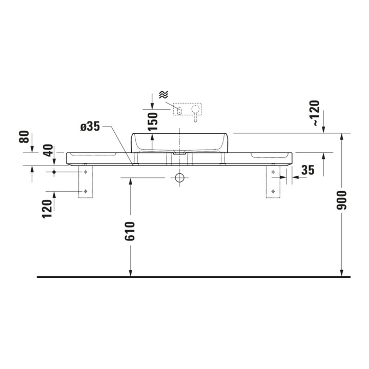 Duravit Ensemble console lavabo Qatego 140x45x90 cm, avec K, console, lavabo poli