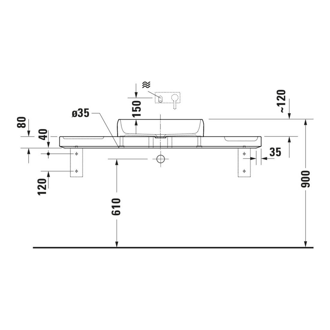 Duravit Ensemble console lavabo Qatego 140x45x90 cm, avec K, console, lavabo poli