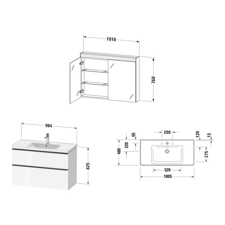 Duravit Ensemble de meubles D-Neo 1005 mm, blanc mat