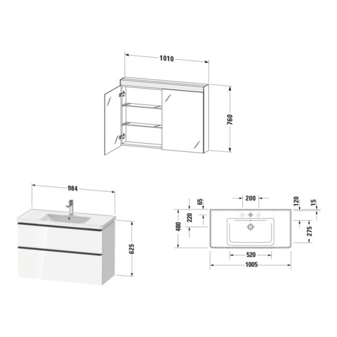 Duravit Ensemble de meubles D-Neo 1005 mm, graphite mat