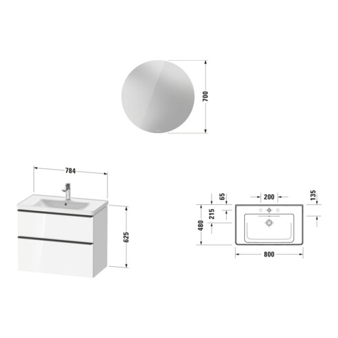 Duravit Ensemble de meubles D-Neo 800 mm, graphite mat