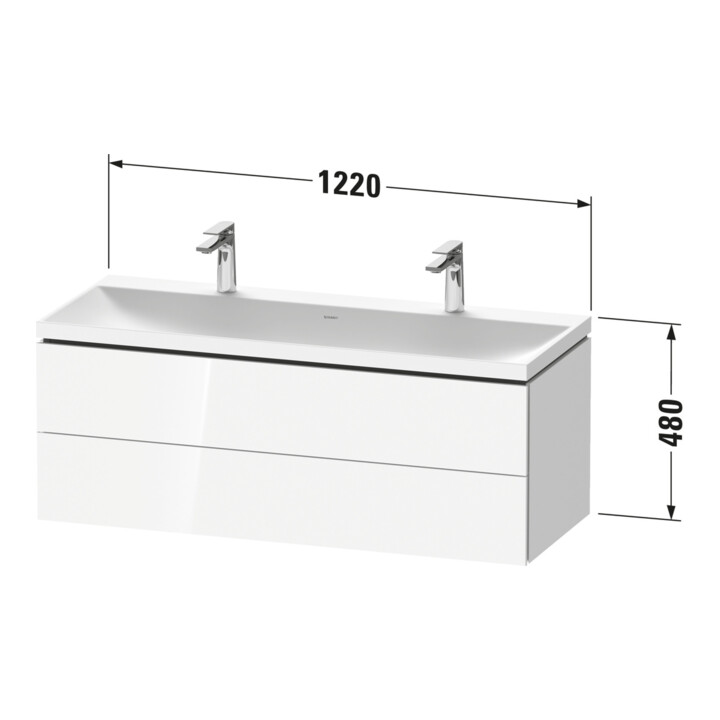 Duravit Ensemble de meubles L-Cube 120x48x48 cm, 2 HL, 2 tiroirs, blanc œuf