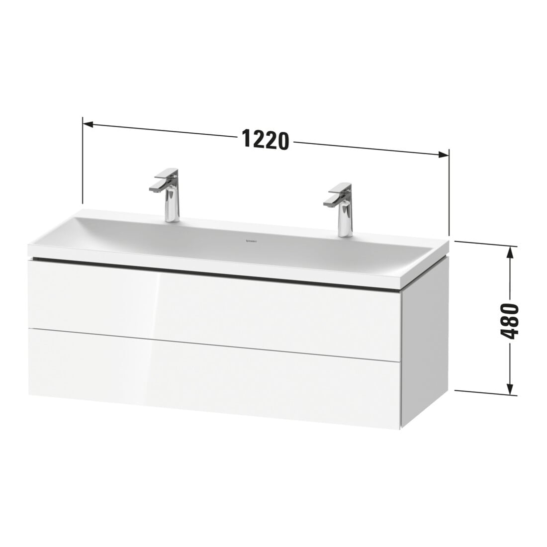 Duravit Ensemble de meubles L-Cube 120x48x48 cm, 2 HL, 2 tiroirs, méd. chêne