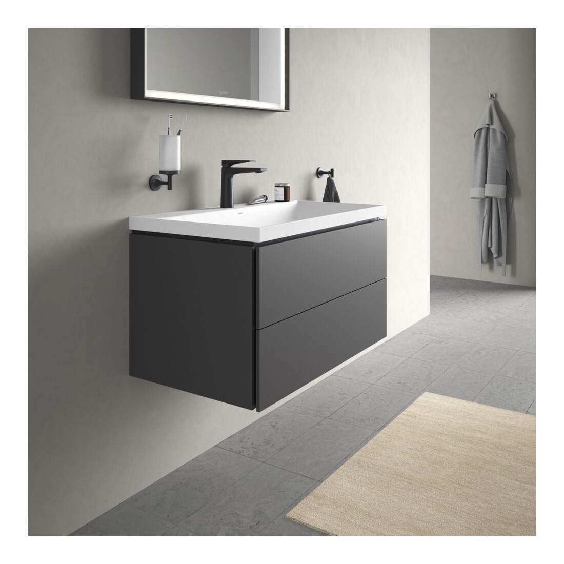 Duravit Ensemble de meubles L-Cube 80x48x48 cm, avec HL, graphite mat, 2 tiroirs