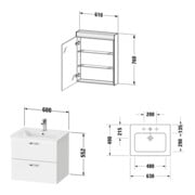 Duravit Ensemble de meubles XBase 63x49 cm, WT, WTU 2 SBK, vis aggloméré, N d, porte gauche-3