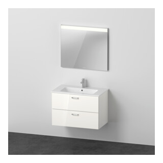 Duravit Ensemble de meubles XBase 83x49cm, Lavabo, 2 tiroirs, miroir, blanc brillant