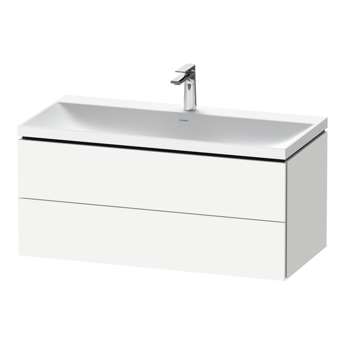 Duravit Ensemble meuble L-Cube 100x48x48 cm, avec robinetterie, blanc mat, 2 tiroirs